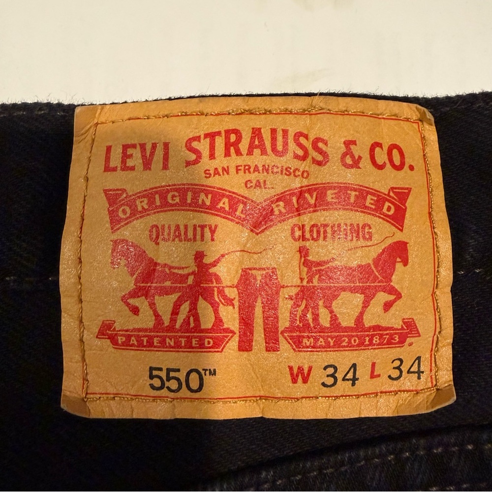 Levi’s 550 Jeans Mens 34x34 Black Relaxed Fit Tapered Leg Denim - Picture 3 of 11